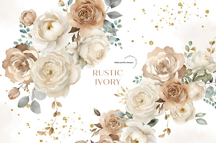 Rustic Ivory Flowers Bouquet Clipart, a Graphic by Sunflower Day Love