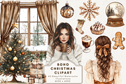 Boho Christmas Clipart, an Illustration by NadiaTheronArt (Thumbnail 1 of 5)