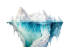 Painting of a beautiful iceberg melting. Global warming. Climate