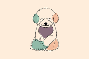 Cute Minimal Pastel Dog Illustration, an Animal Illustration by MkStudio