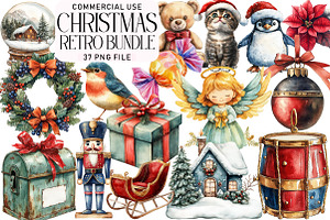 Retro Christmas Sublimation Bundle, an Illustration by Daily.Designs