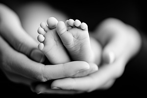 Black and white close up of a baby, a Person Photo by MistyDay