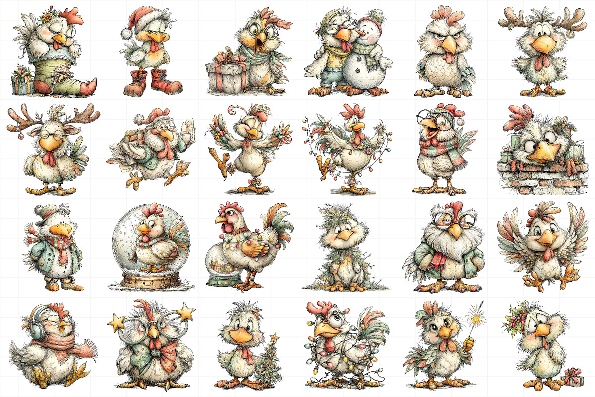 Funny Christmas Chicken Clipart, an Illustration by Daily.Designs (Photo 5 of 5)
