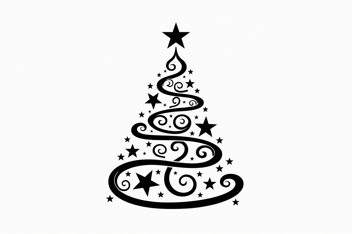 Elegant Christmas Tree Silhouette Se, an Illustration by balal (Photo 16 of 21)