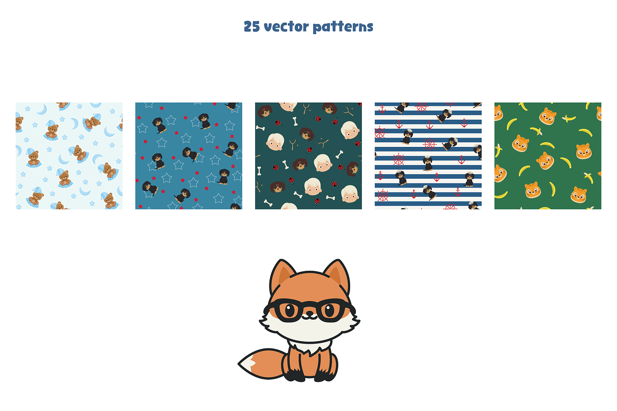 Boyish Vector Seamless Patterns, a Pattern Graphic by Digitaliya (Photo 4 of 10)