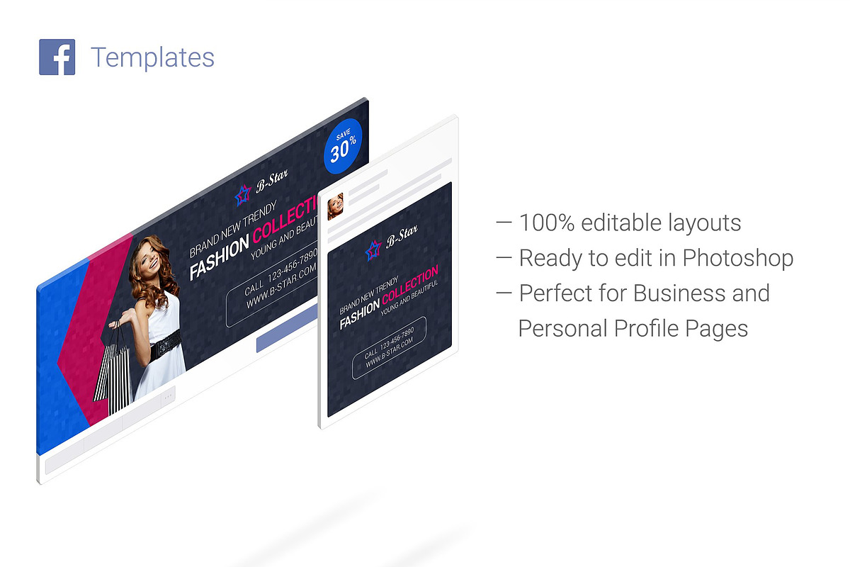 Facebook Templates + Mockups, a Social Media Template by IO Design