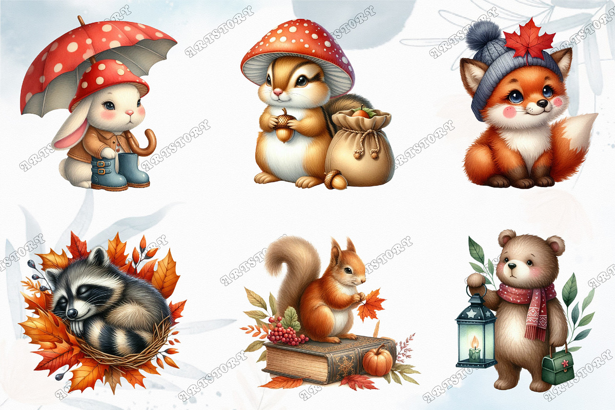 Watercolor Woodland Animals Clipart, a Graphic by designcity5 (Photo 3 of 5)
