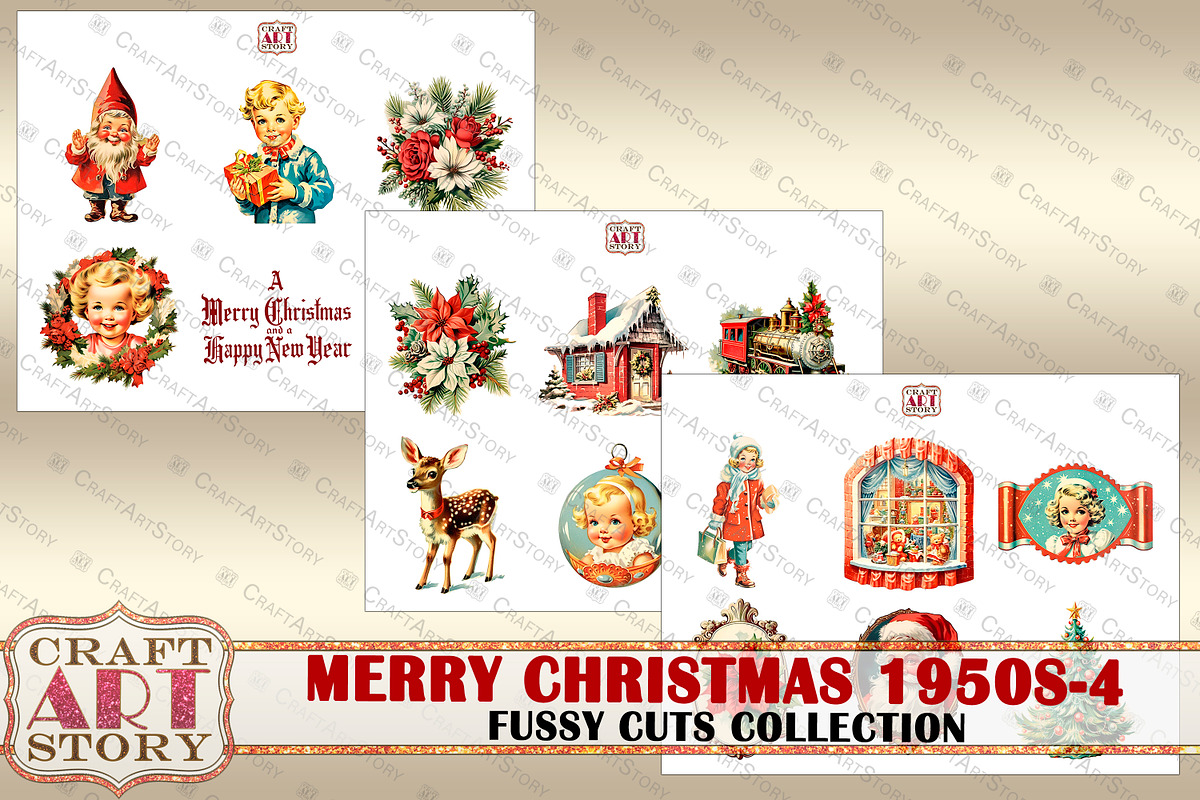 Merry Christmas Fussy-4 Cuts, a Decorative Illustration by CraftArtStory (Photo 3 of 6)