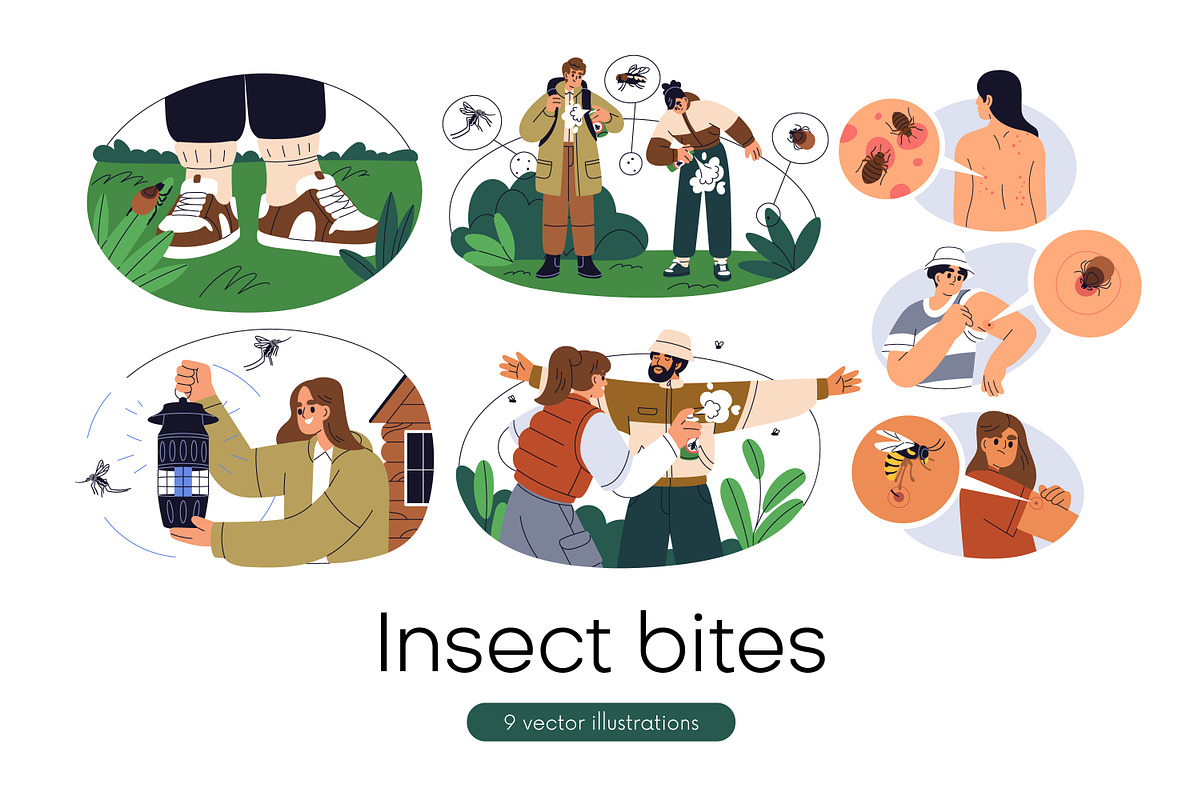 People protect from insect bites set, a Person Illustration by Good Studio (Photo 1 of 4)