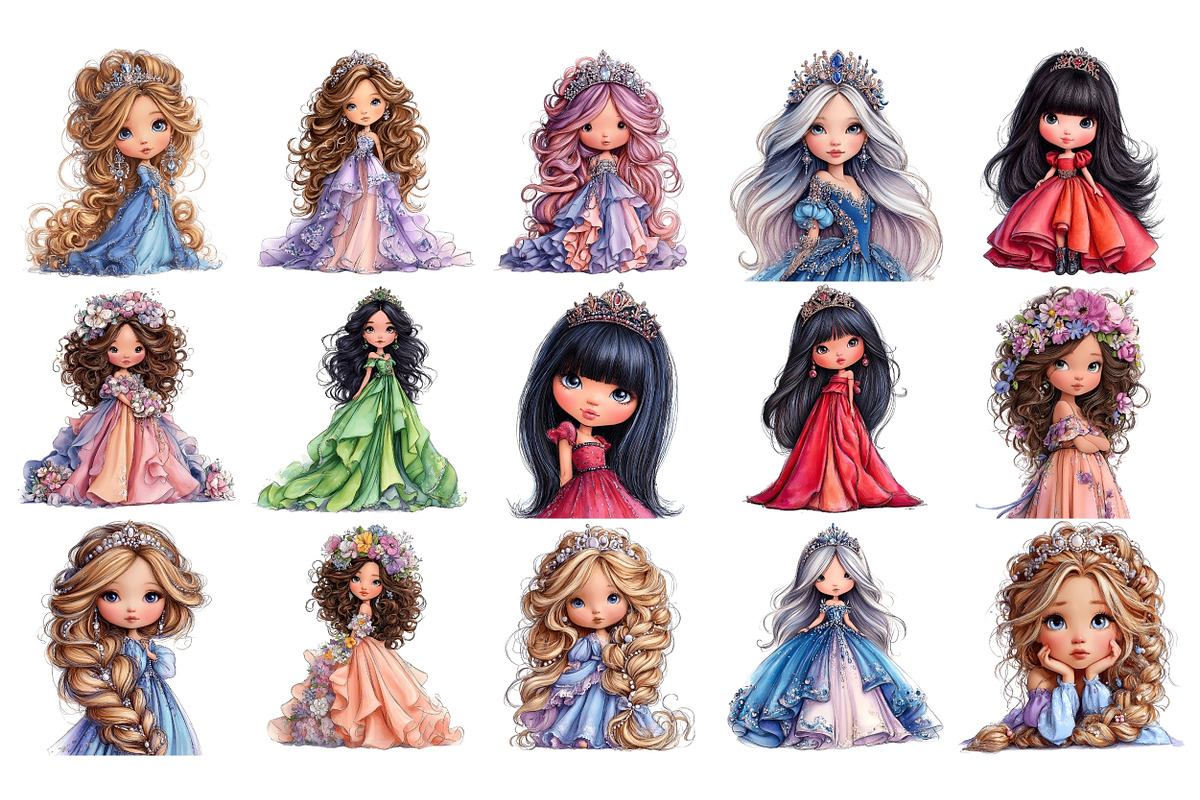Princesses PNG Clipart Bundle, a Person Illustration by Nicolle's Colorful Art (Photo 5 of 6)