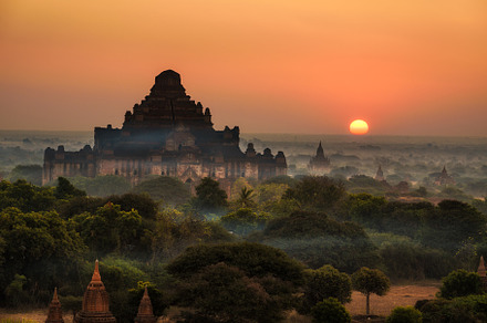 Scenic sunrise above bagan in myanmar stock photo containing ancient and, an Architecture Photo by Nick Fox