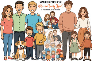 Watercolor Family Clipart, an Illustration by DreamArtGraphic