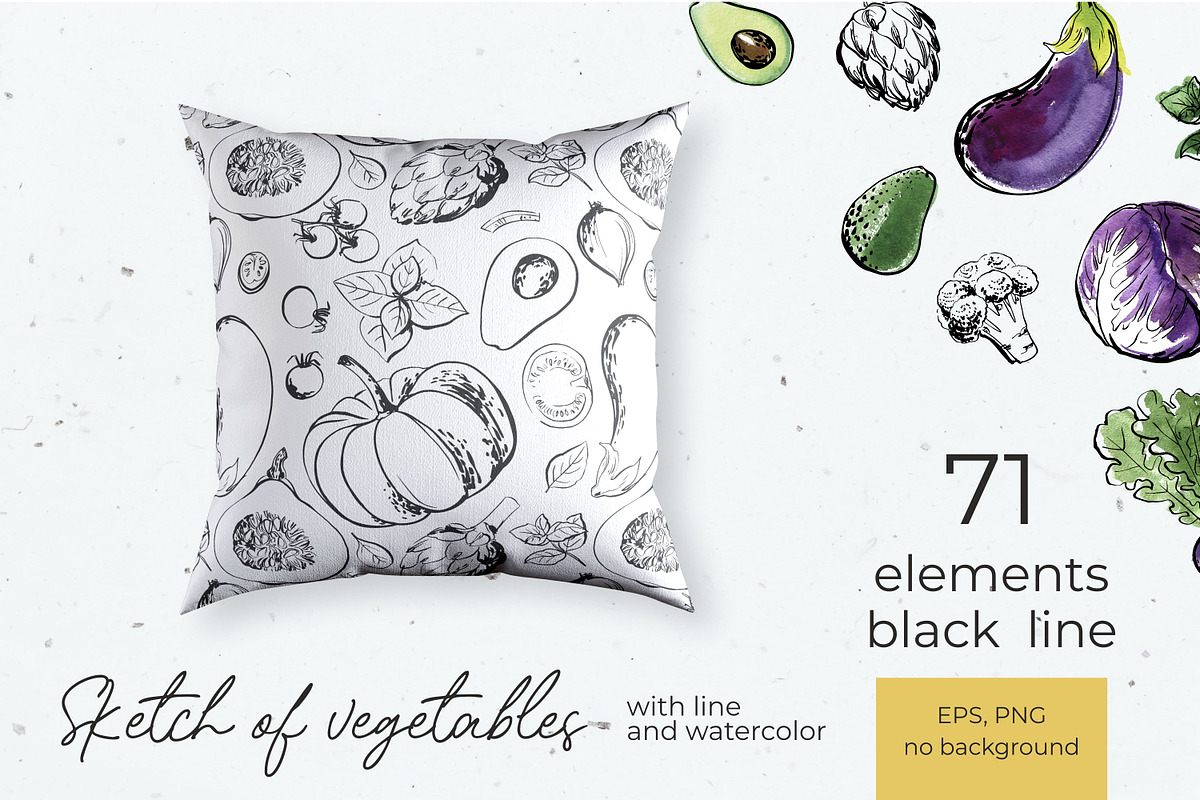 Vegetables vector sketch watercolor, a Food Illustration by irina.vaneeva (Photo 8 of 18)