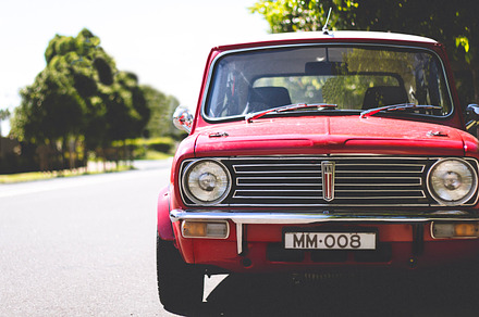 Red vintage car  mini cooper stock photo containing red and car