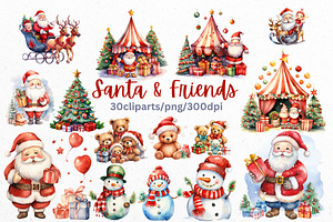 Santa & Friends Clip Art