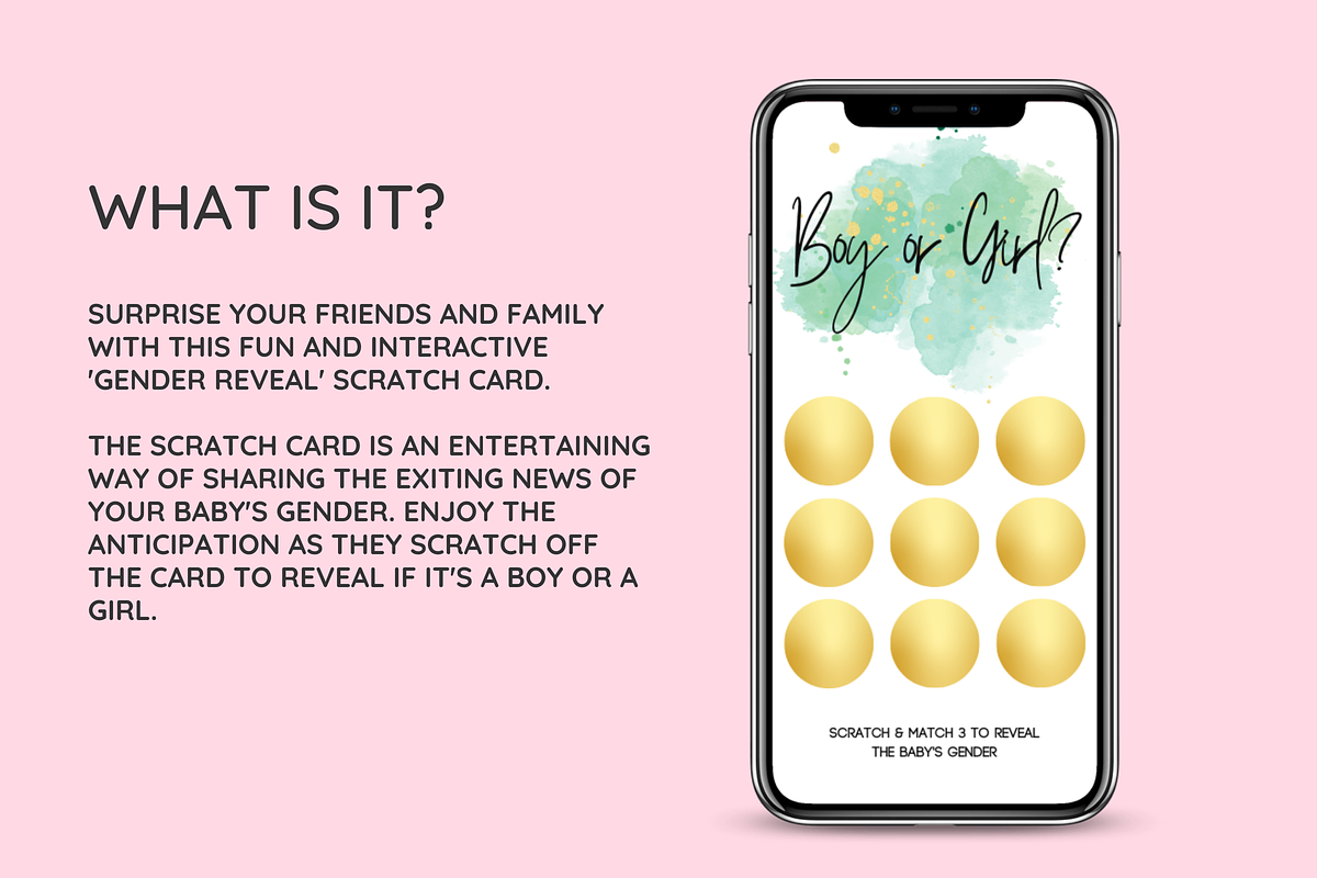 Girl Gender Reveal Scratch Card, an App Template by SunshineStudioBoutique (Photo 4 of 9)