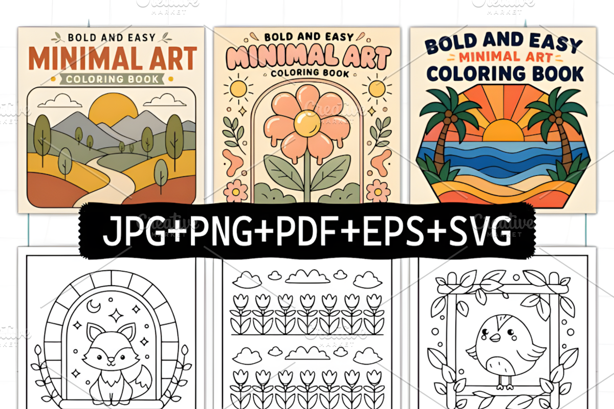 Bold Easy Minimal Art Coloring Pages, a Decorative Illustration by Ink Gallery (Photo 2 of 3)
