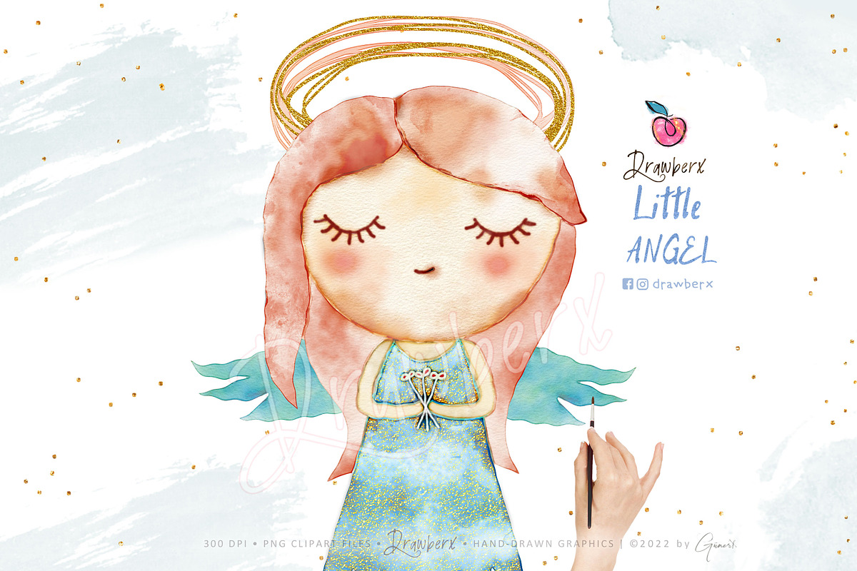 Baby Girl, Watercolor Angels png 030, an Illustration by Drawberx (Photo 2 of 9)