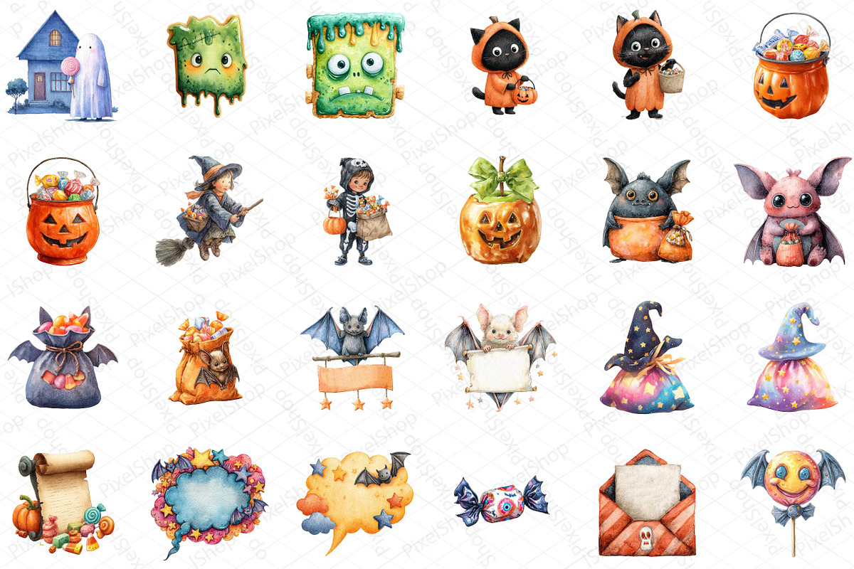 Halloween Trick or Treat Clipart, an Illustration by DreamPrint404 (Photo 2 of 5)