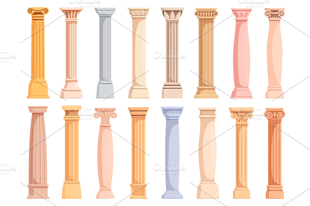 Cartoon ancient column. Roman greek, an Object Illustration by Valerie Bodnar