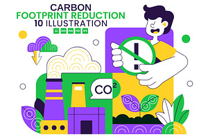 10 Carbon Footprint Reduction, a Technology Illustration by denayunebgt