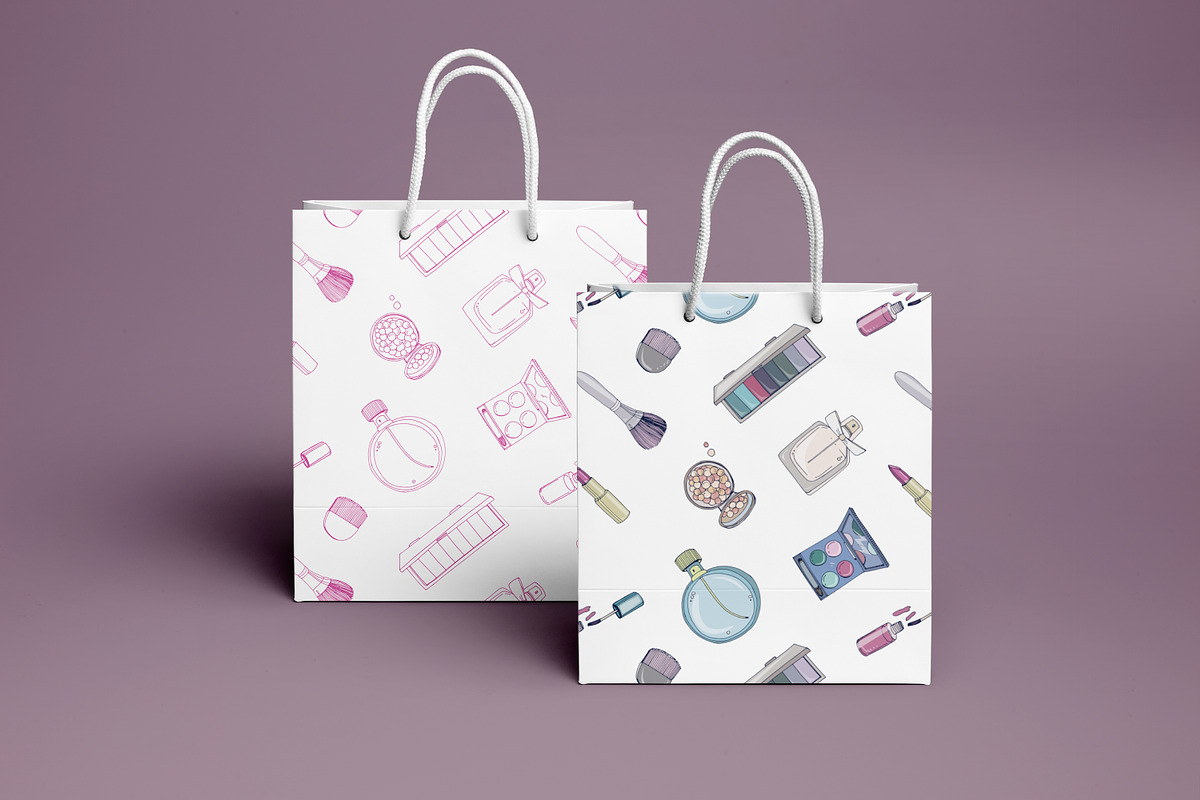 Set, seamless pattern with cosmetics, a Decorative Illustration by Good Studio (Photo 7 of 7)
