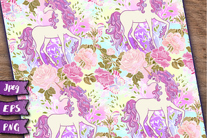 Unicorn Seamless Patterns Set 2