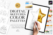 Digital Sketches & Color Palettes, a Palette Add-On by Julia Dreams (Thumbnail 1 of 7)