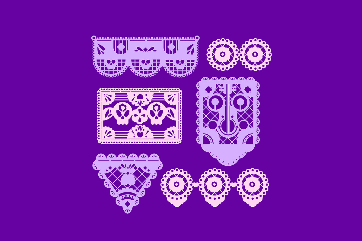 Flat Papel Picado Asset Illustration, an Illustration by graphicook