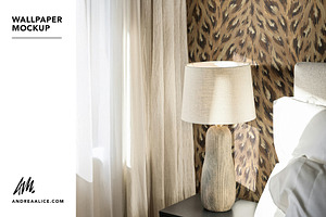 Wallpaper Mockup: Bedside white lamp
