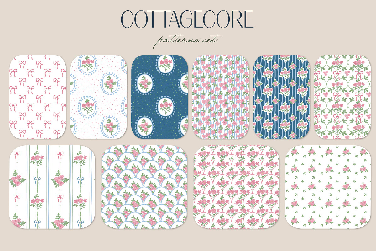 Blooming Cottagecore Dreams Patterns, a Pattern Graphic by Elena Dorosh (Photo 4 of 12)