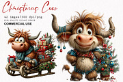 Christmas Highland Cow Clipart, a Seasonal Illustration by fashionaddict (Thumbnail 1 of 7)
