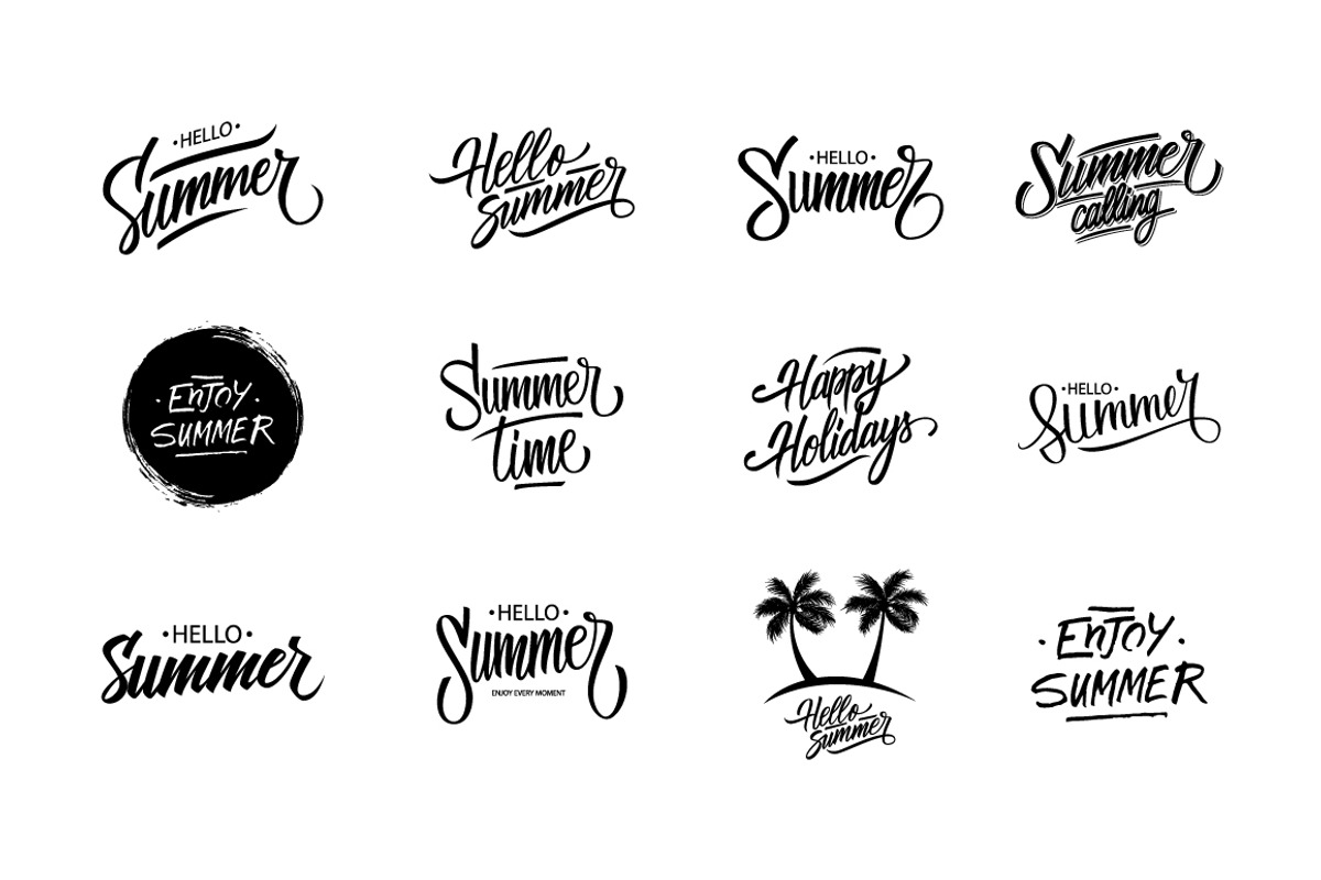 Hello Summer Lettering, a Seasonal Illustration by Finevector (Photo 2 of 9)