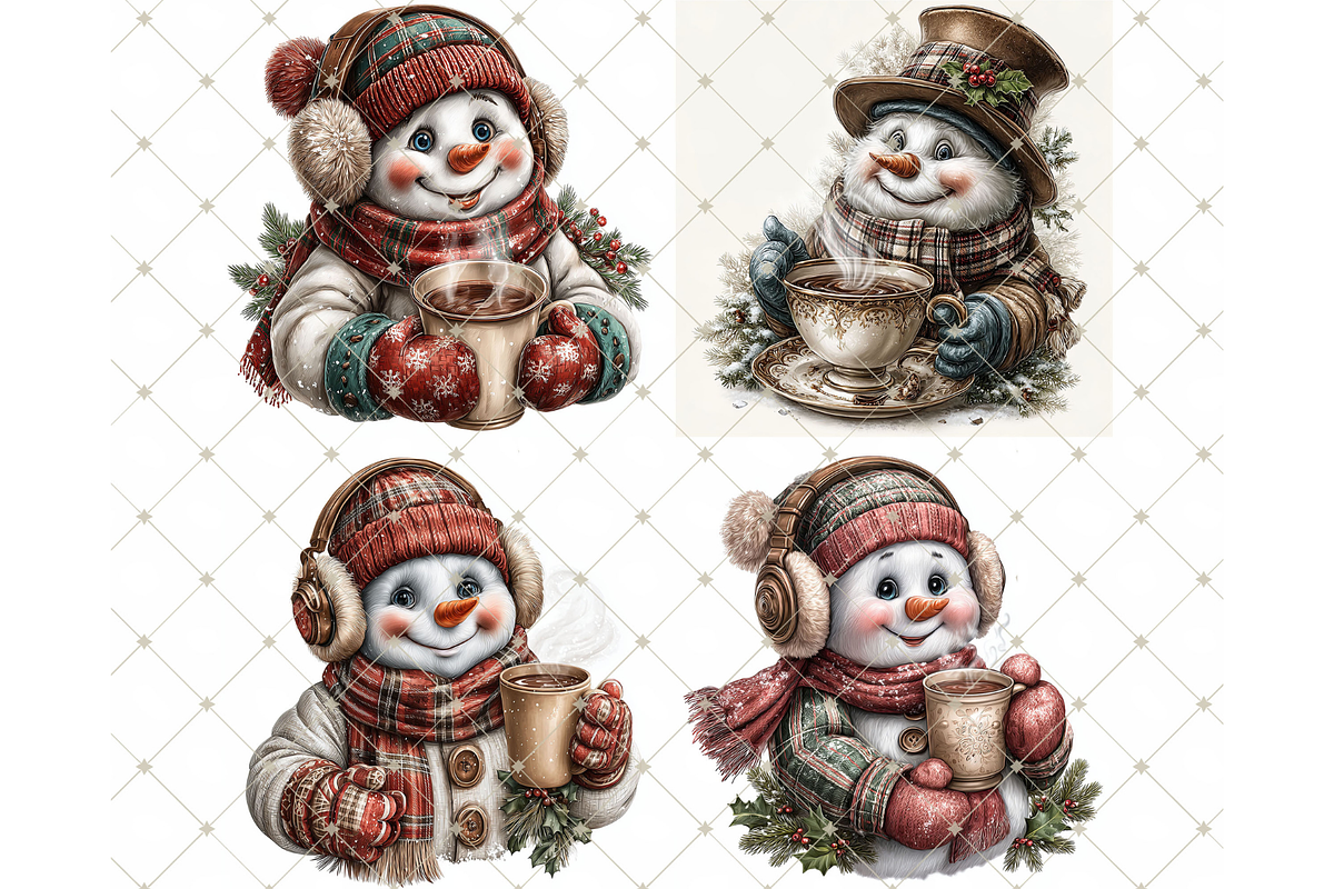 Hot Cocoa Snowman Clipart JPG, an Illustration by Memories By Lea (Photo 3 of 10)