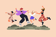 Happy families jumping with kids set, a Person Illustration by Good Studio (Thumbnail 11 of 13)