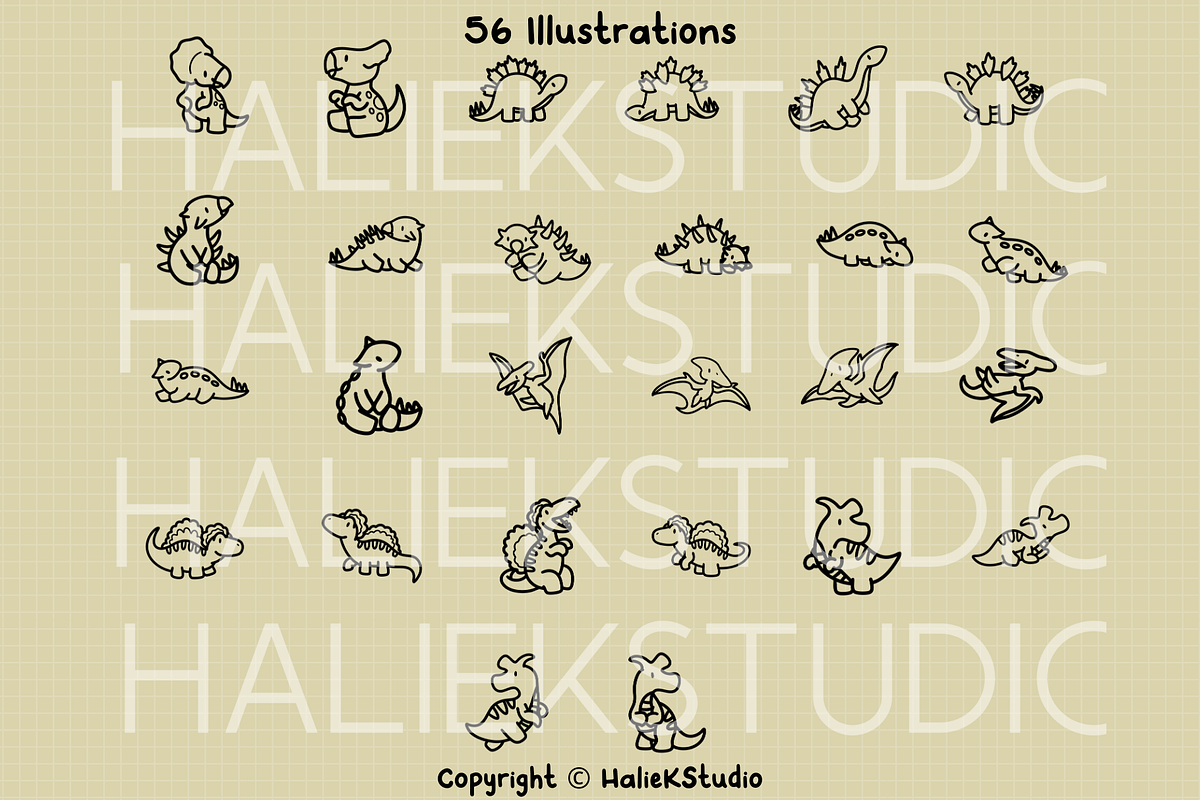 Dinosaurs Vol. 3 SVG Illustrations, an Animal Illustration by HalieKStudio (Photo 3 of 9)