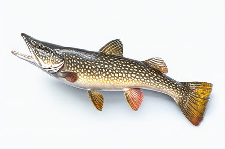 Northern pike fish on white background., a Photo by Grafvision photography