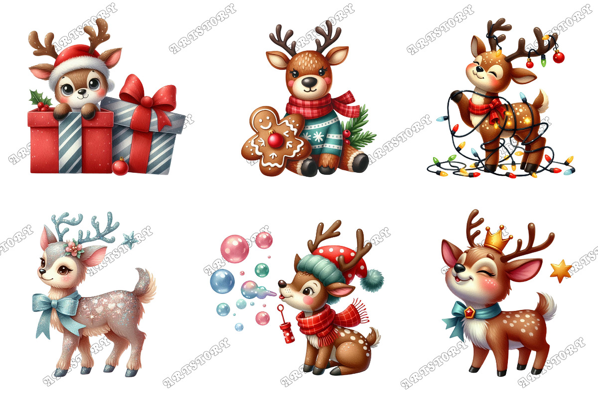 Funny Quirky Christmas Reindeer Clip, an Illustration by designcity5 (Photo 2 of 5)