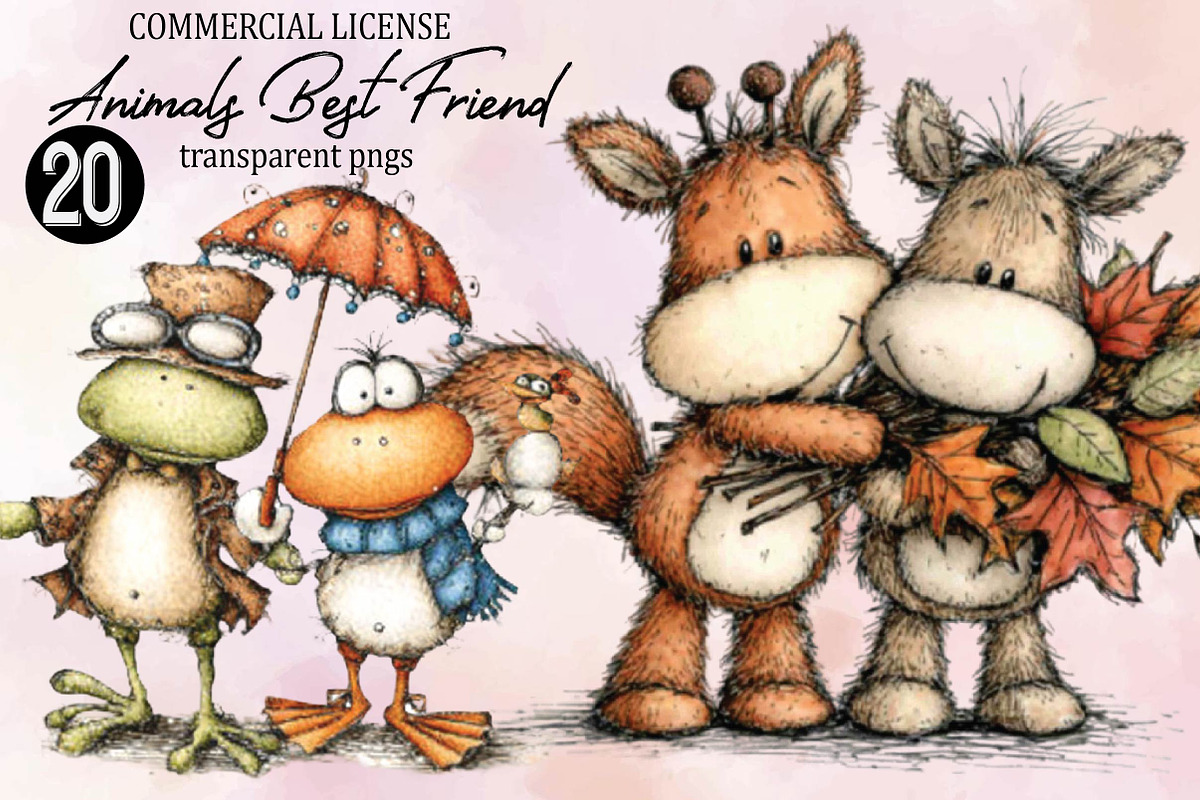 Whimsical Animals Best Friend Clipar, an Animal Illustration by SVGArt (Photo 1 of 9)