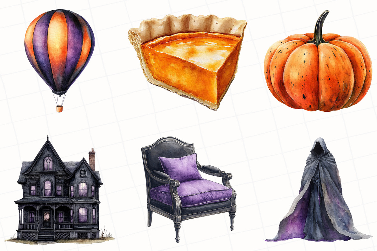 Watercolor Halloween Clipart, an Illustration by OK Design (Photo 3 of 5)