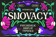 Snovacy - Psychedelic Display Font, a Sans Serif Font by Drizy (Thumbnail 1 of 10)