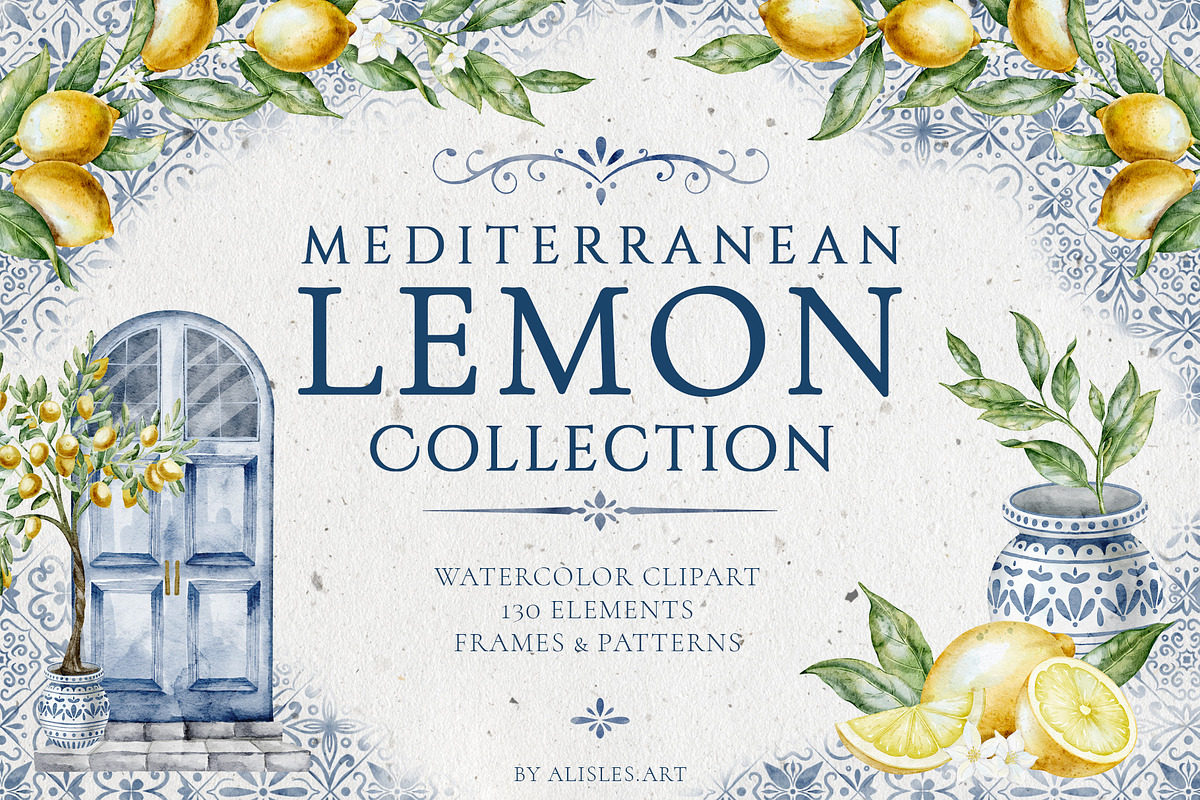 Lemon Watercolor Clipart Set, a Food Illustration by Alisles (Photo 1 of 11)