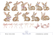 Watercolor Floral Bunny Clipart, an Illustration by MockupWizard (Thumbnail 2 of 5)