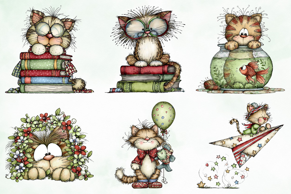 Whimsical Christmas Fluffy Cats PNG, an Illustration by Creative Art (Photo 7 of 12)