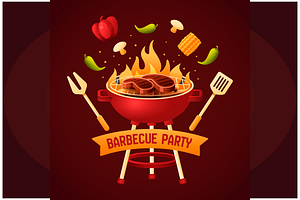 Barbecue Party Vector Illustration, an Object Illustration by Wencory