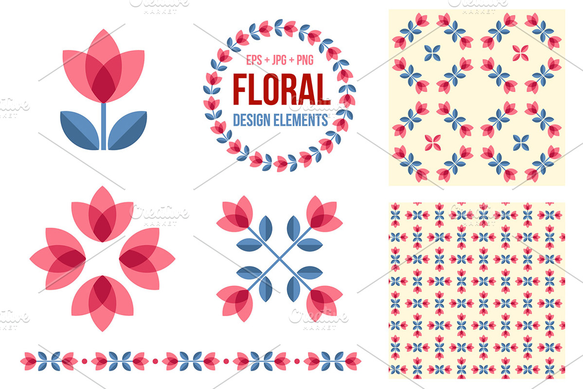 Set of floral design elements, a Pattern Graphic by Slanapotam (Photo 1 of 3)