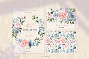Blush & Dusty Blue Floral Clipart, a Decorative Illustration by whiteheartdesign (Thumbnail 7 of 11)
