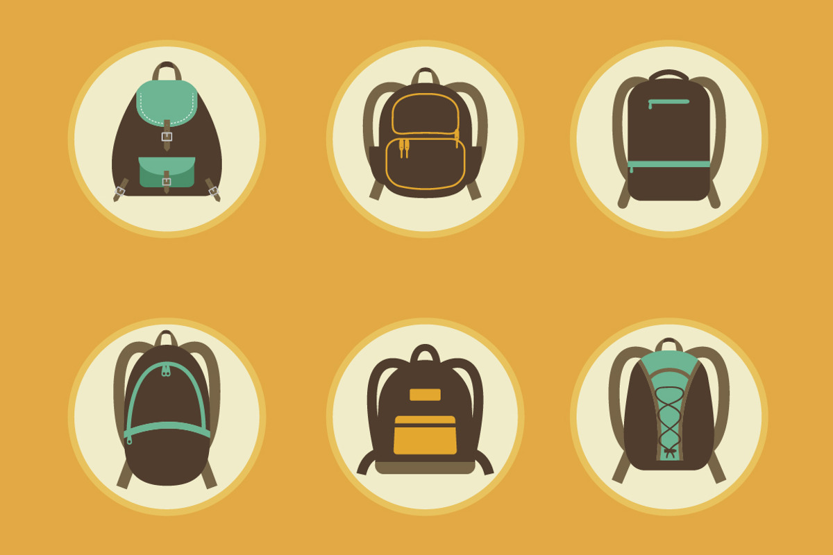 Backpacks and Bags - 16 Vectors, an Education Illustration by Little Pixel Shop (Photo 2 of 4)