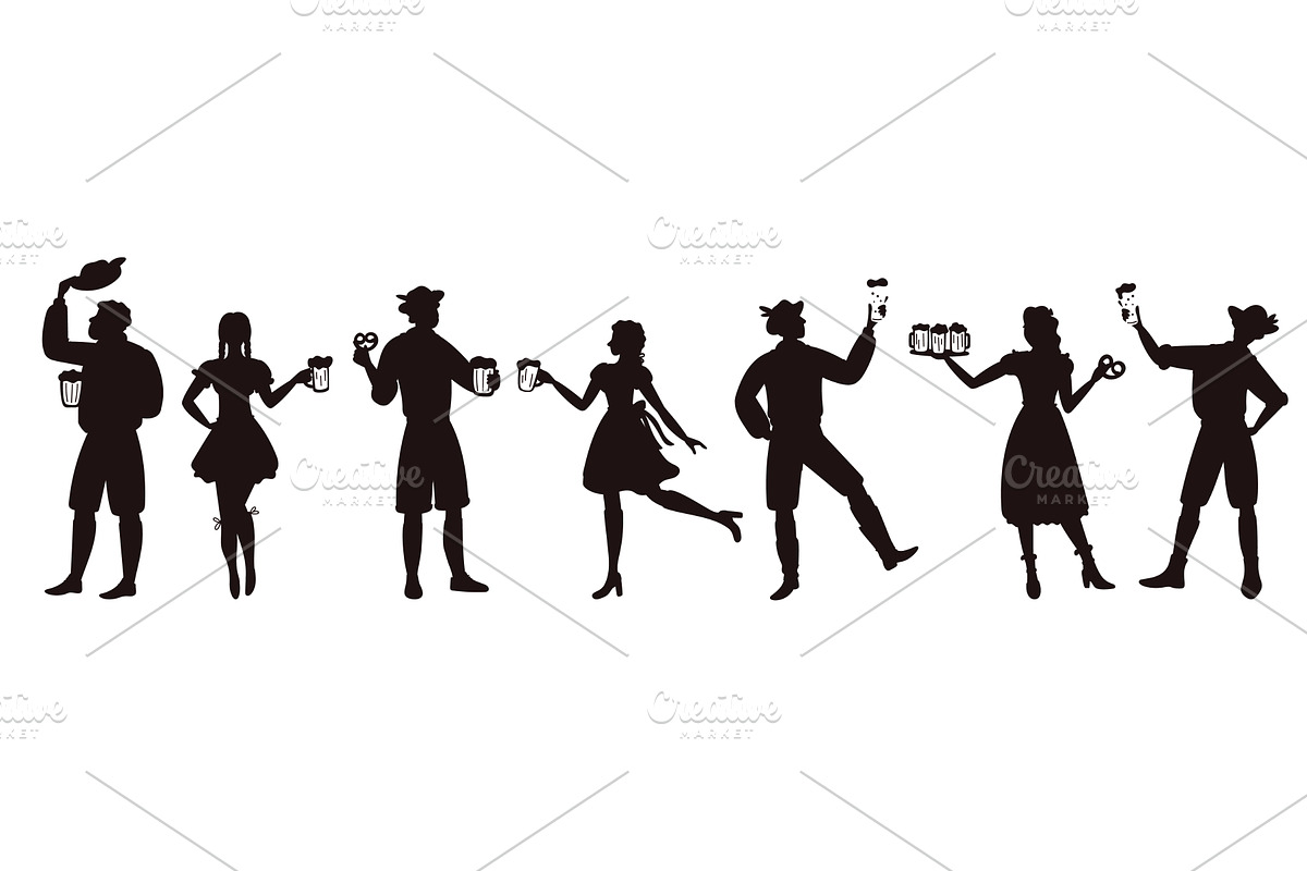 Silhouette women and men with, an Illustration by Vectorbuum