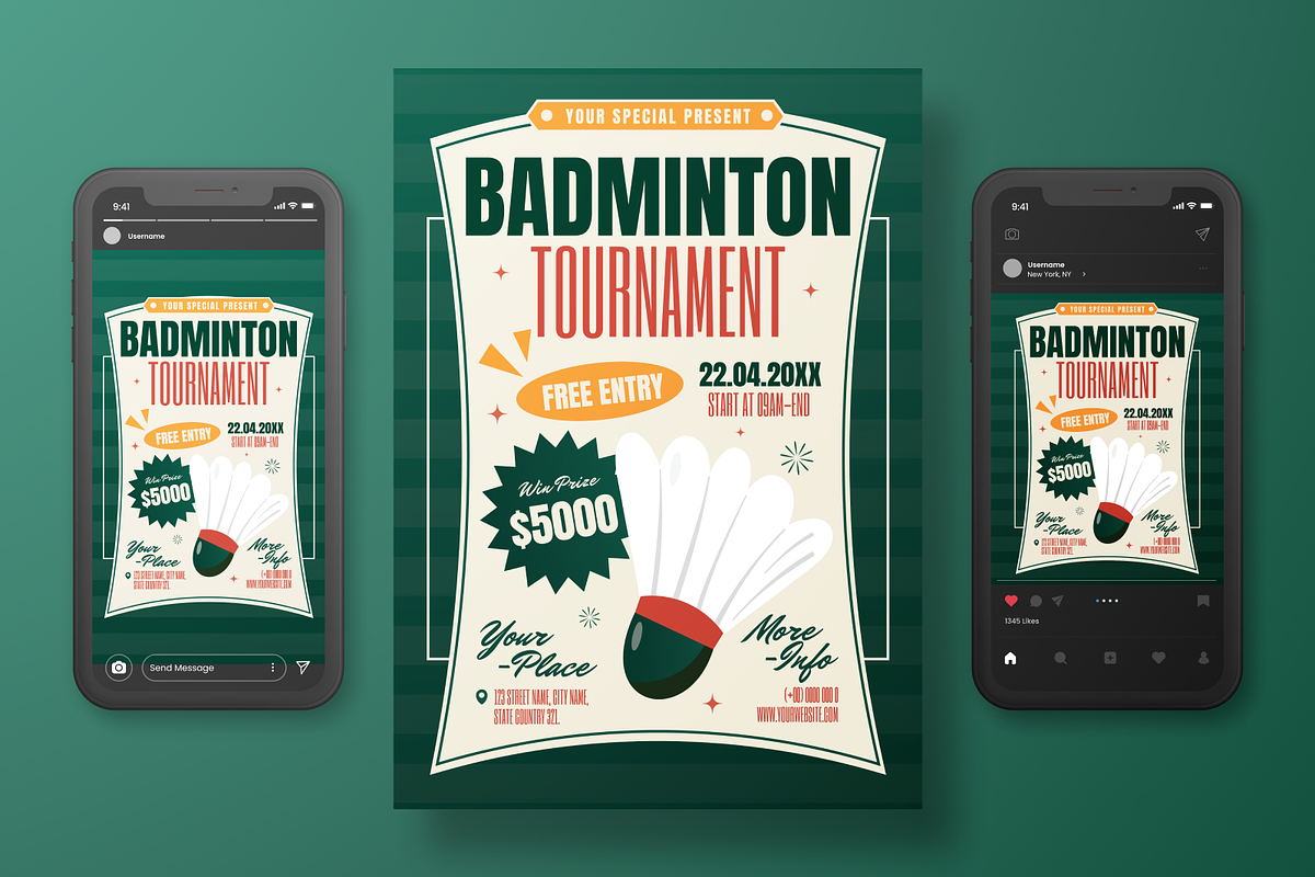 Classic Badminton Flyer Set, a Flyer Template by Annora Studio (Photo 4 of 6)